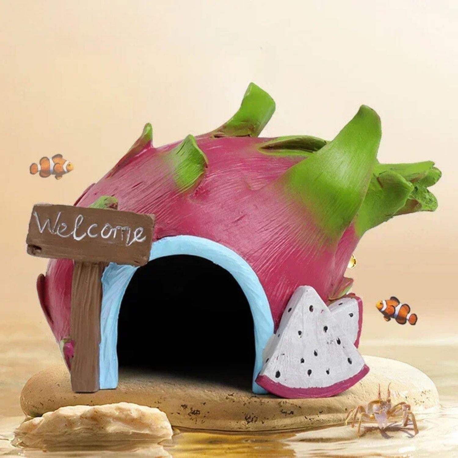 Aquarium Ornament drakenfruit vorm welkom huisje