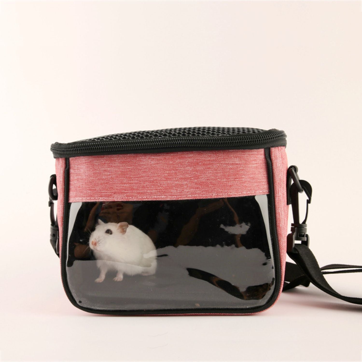 Draagbare Dieren Reiszak roze tas met hamster aan zijkant venster