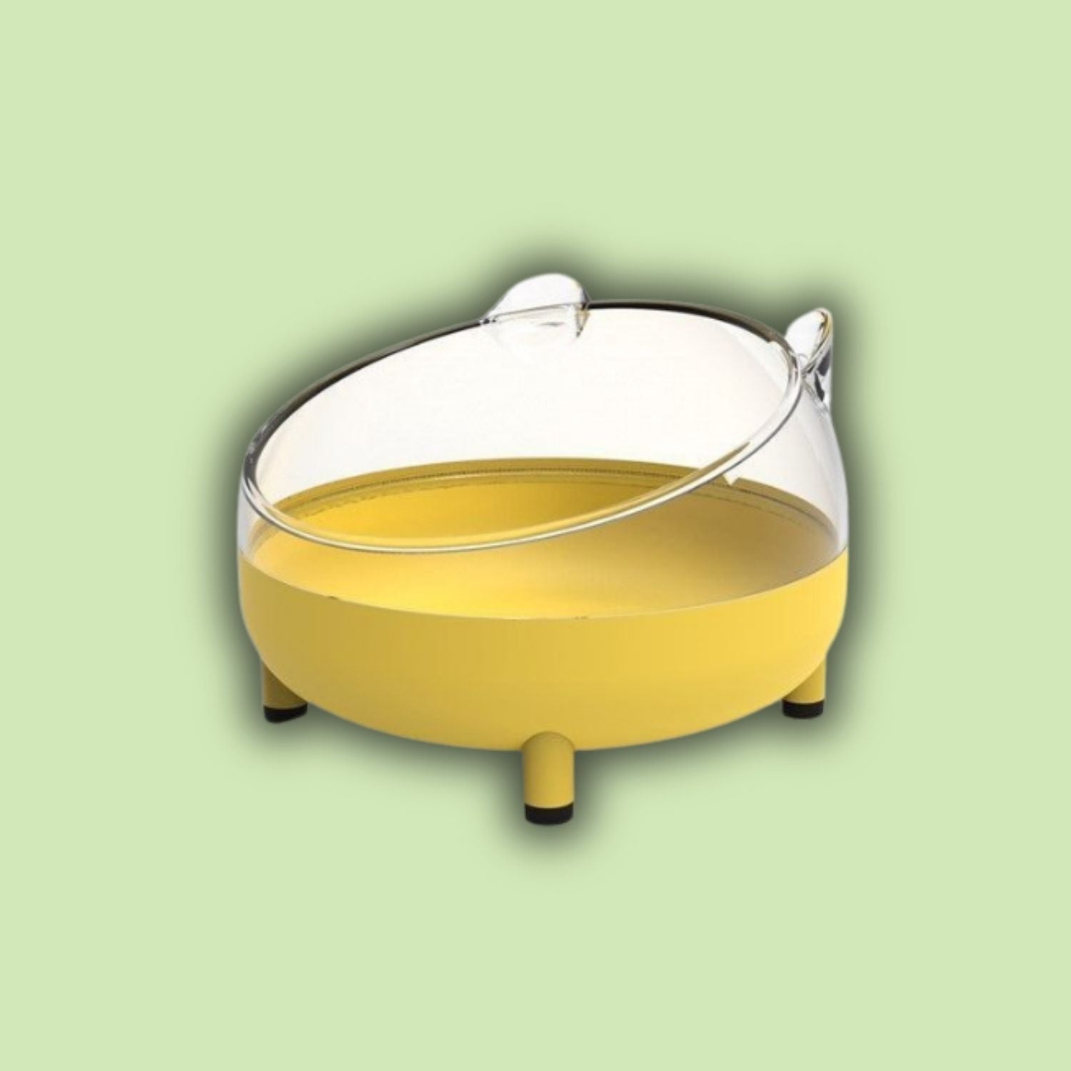 Hamster Antikantel Rijstkom geel voederbak met transparante deksel