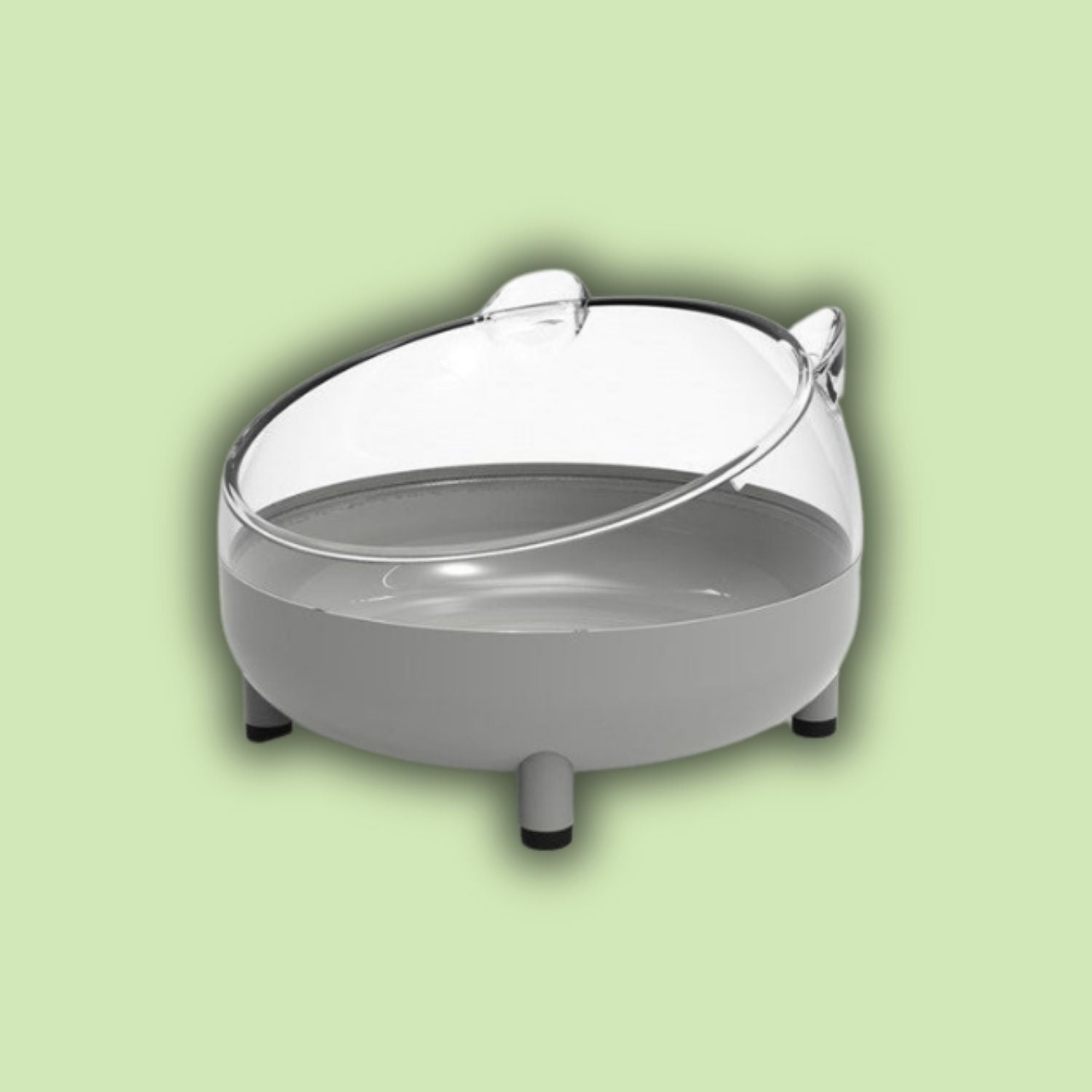 Hamster Antikantel Rijstkom grijze voerbak met transparante deksel