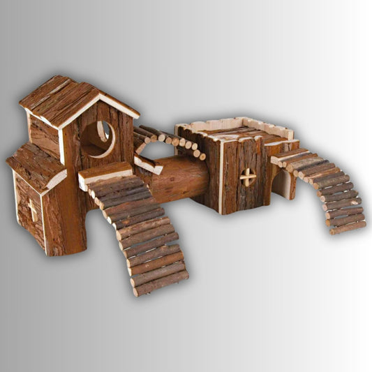 Hamster Schors Kasteel Speelset houten hamster speelhuis met bruggen