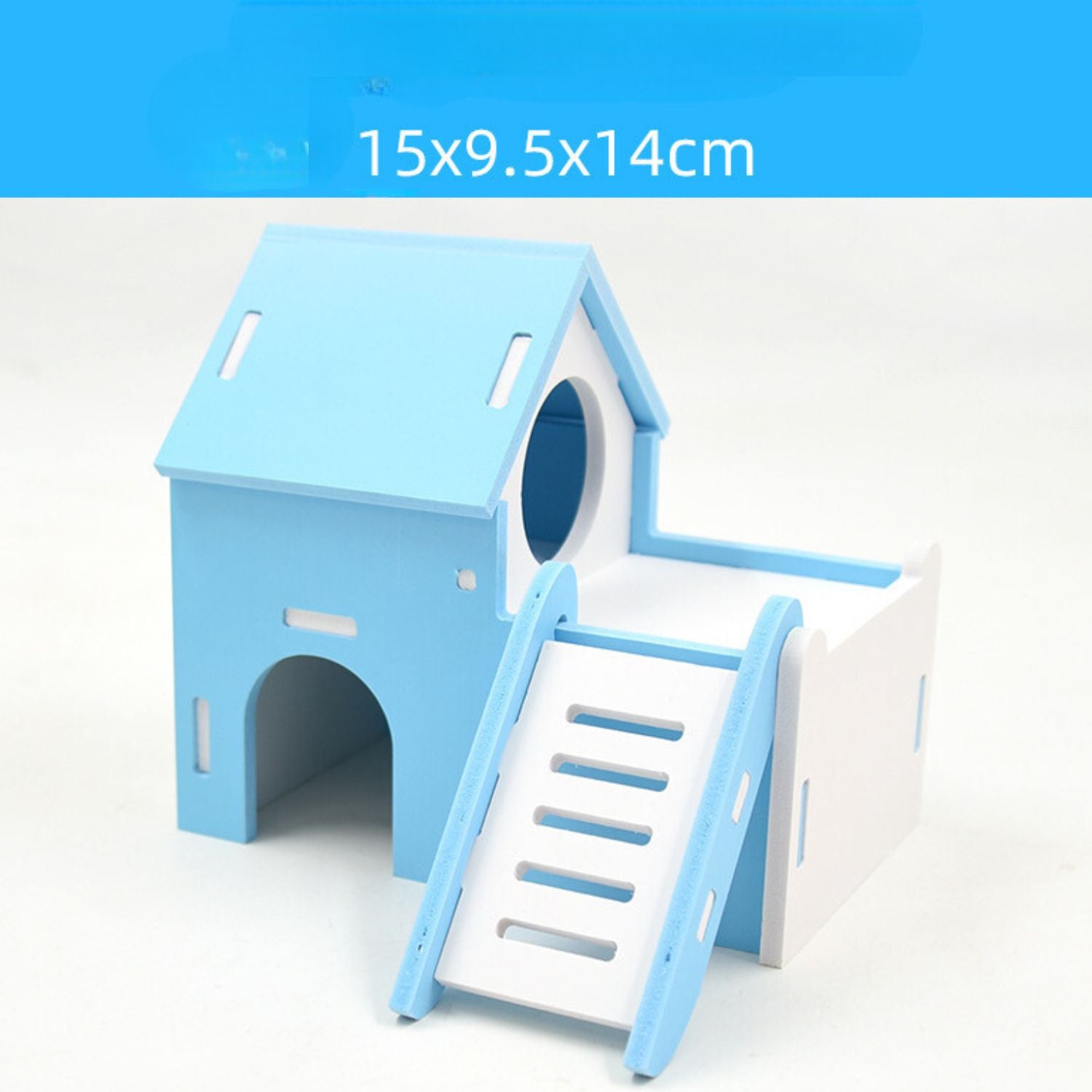 Hamster Speelset huis blauw met schuin dak en ladder