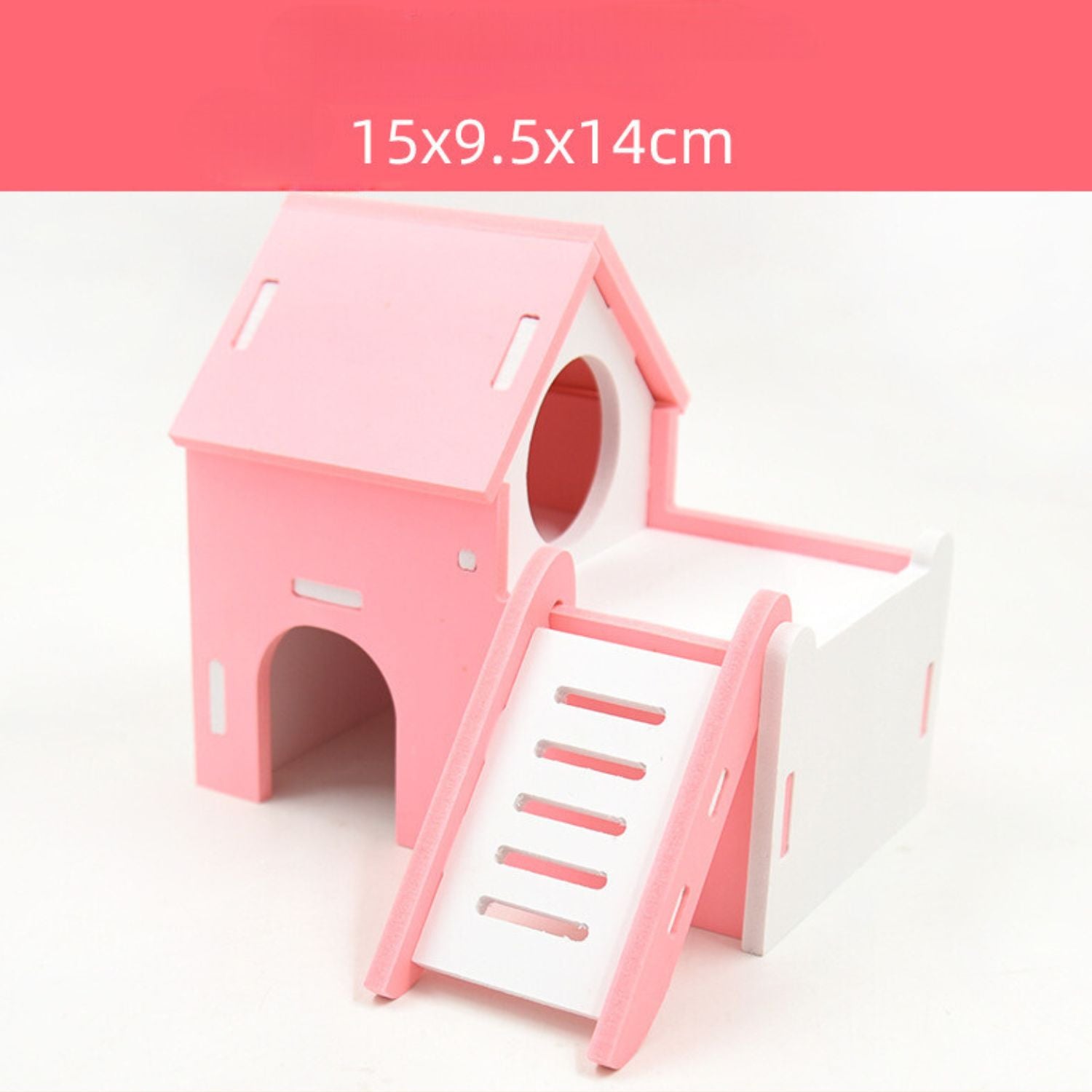 Hamster Speelset huis roze met ladder en schuin dak