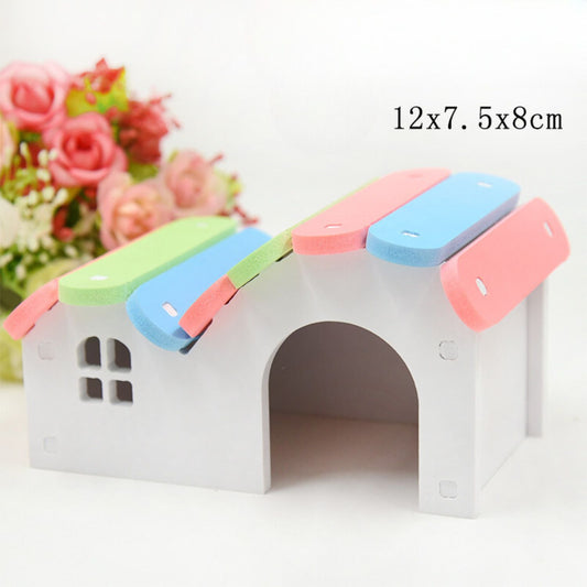 Hamster Speelset huisje wit met kleur dakpaneel