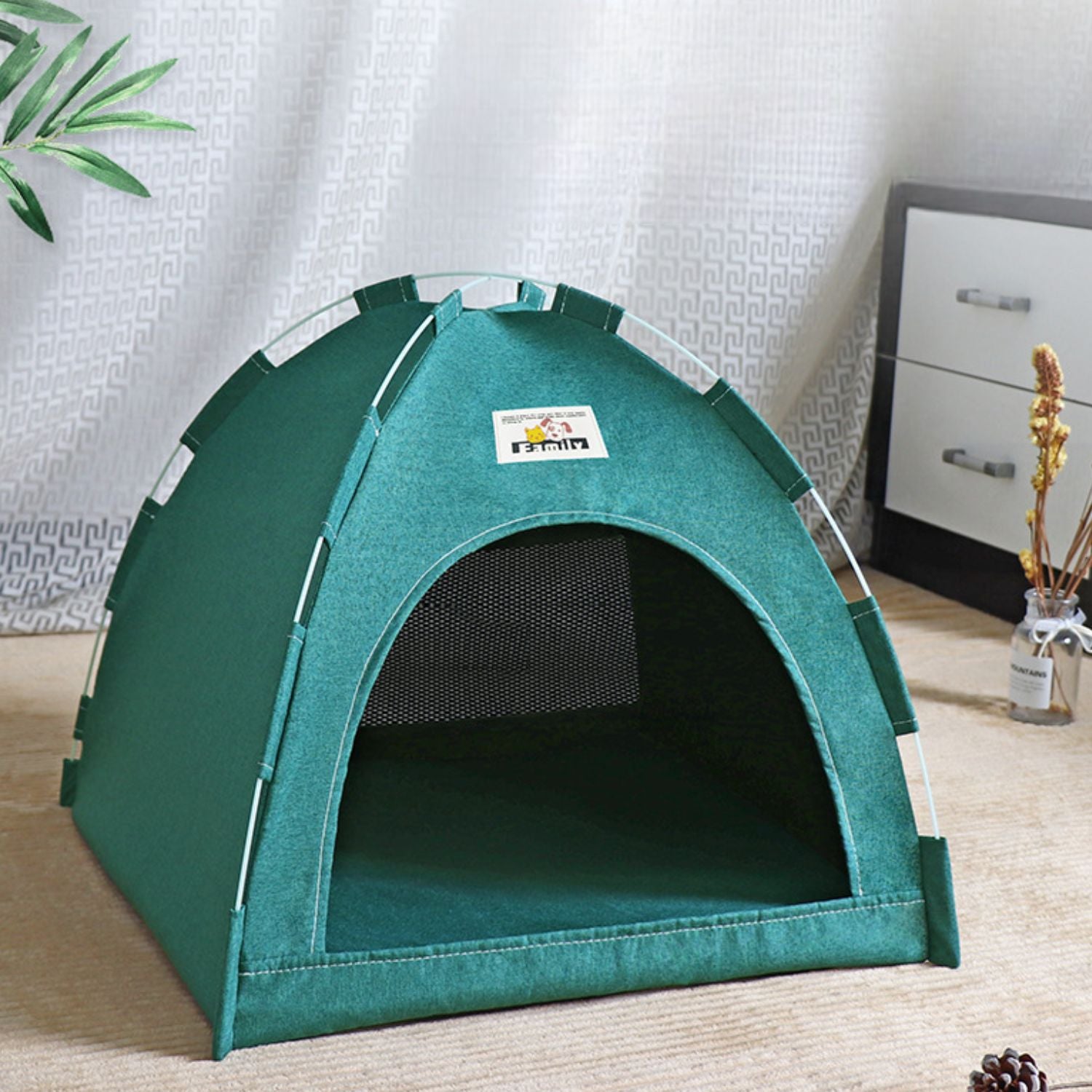 Hond Kat Tent Opvouwbaar groen met doorschijnend raam