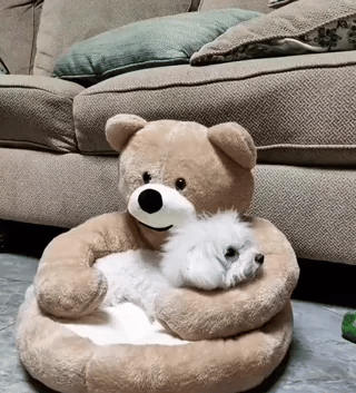 Hondenbed Alle Seizoenen beige beren hondenbed pluche knuffelzitje met hond comfort