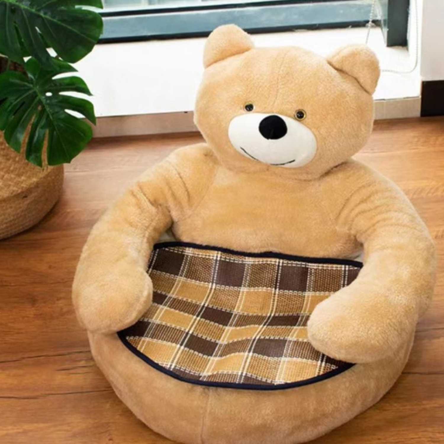 Hondenbed Alle Seizoenen beige beren hondenbed pluche zachte slaapmand