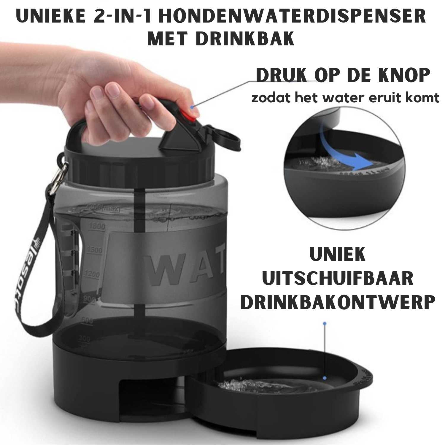 Hondenfles 2.2L Groot honden speelweide waterdispenser drinkmoment