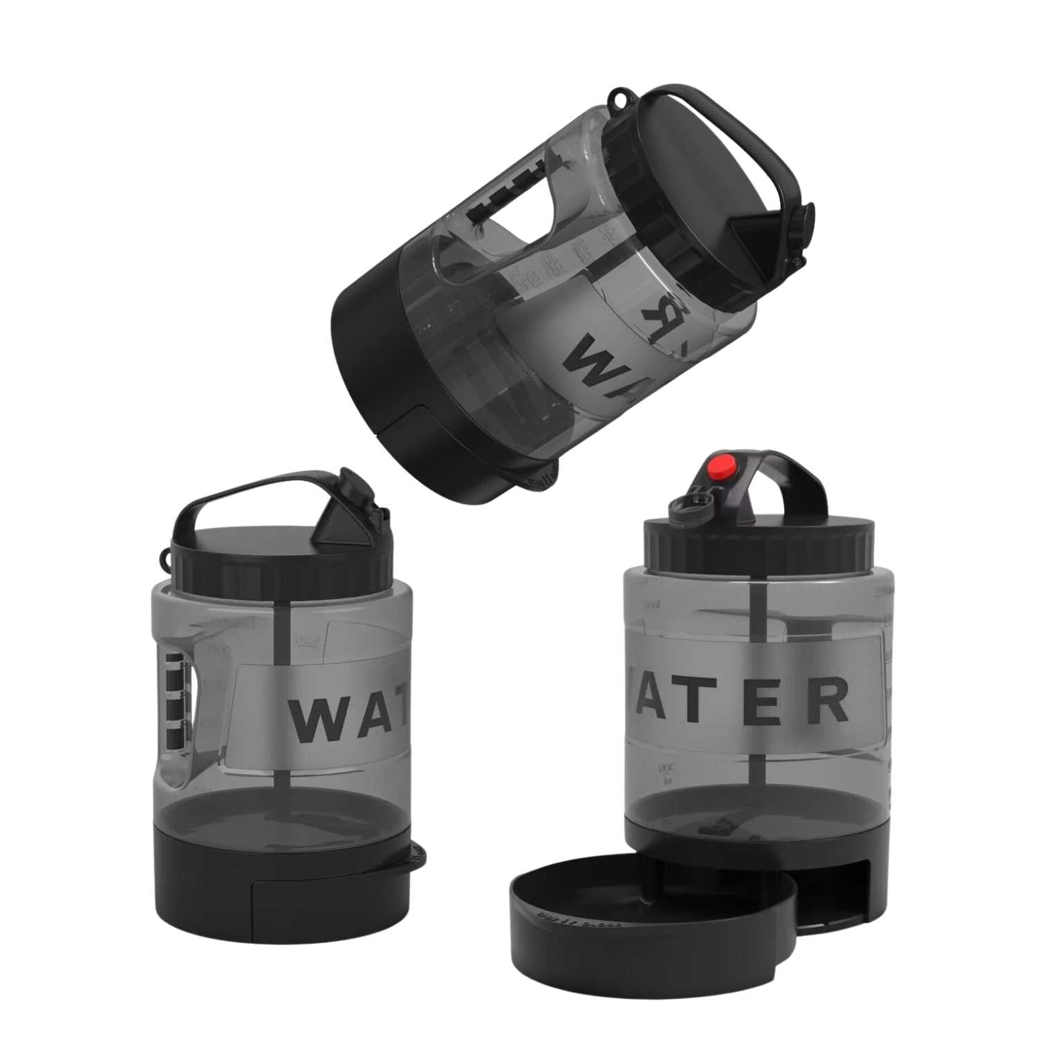 Hondenfles 2.2L Groot honden waterdispenser 3in1 weergave met uitschuifbare drinkbak