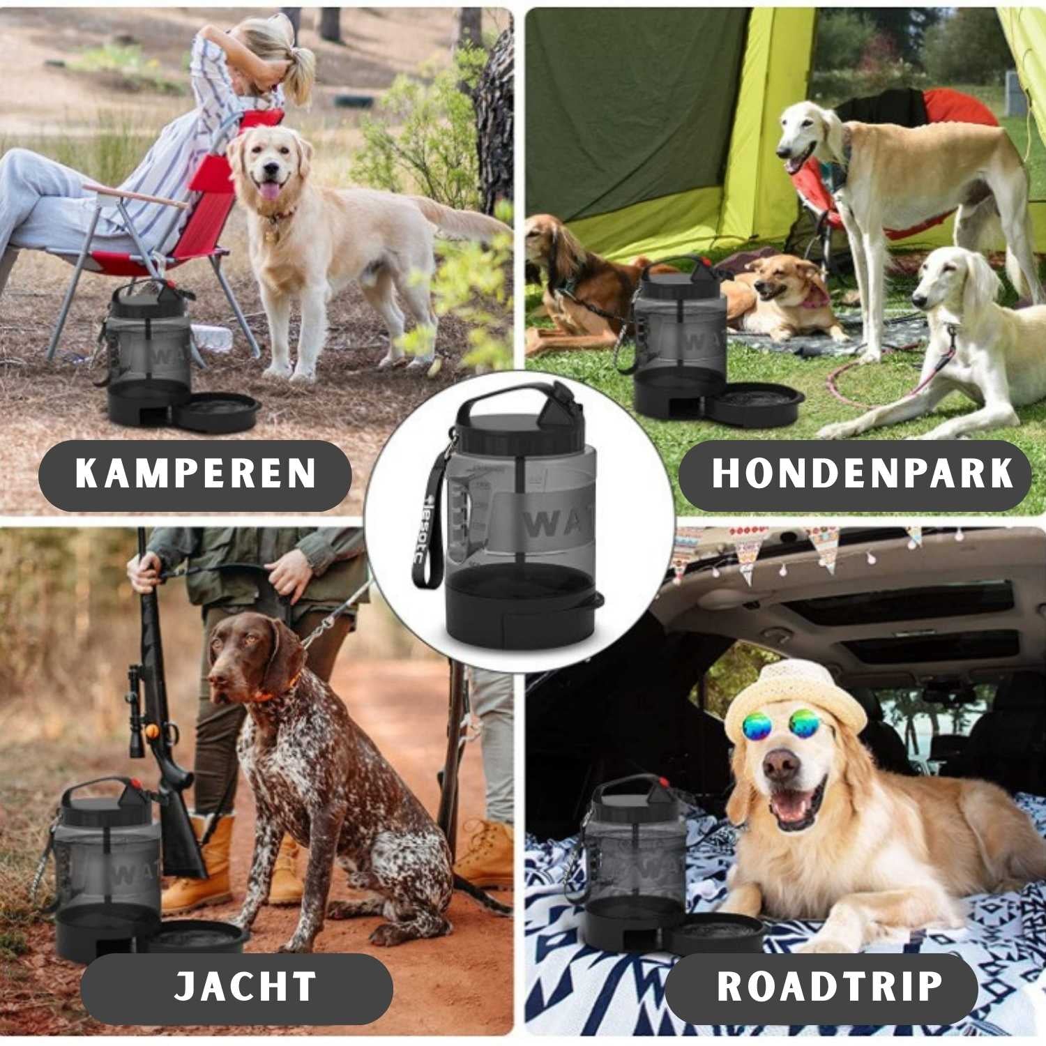 Hondenfles 2.2L Groot honden waterdispenser voor kamperen park jacht roadtrip