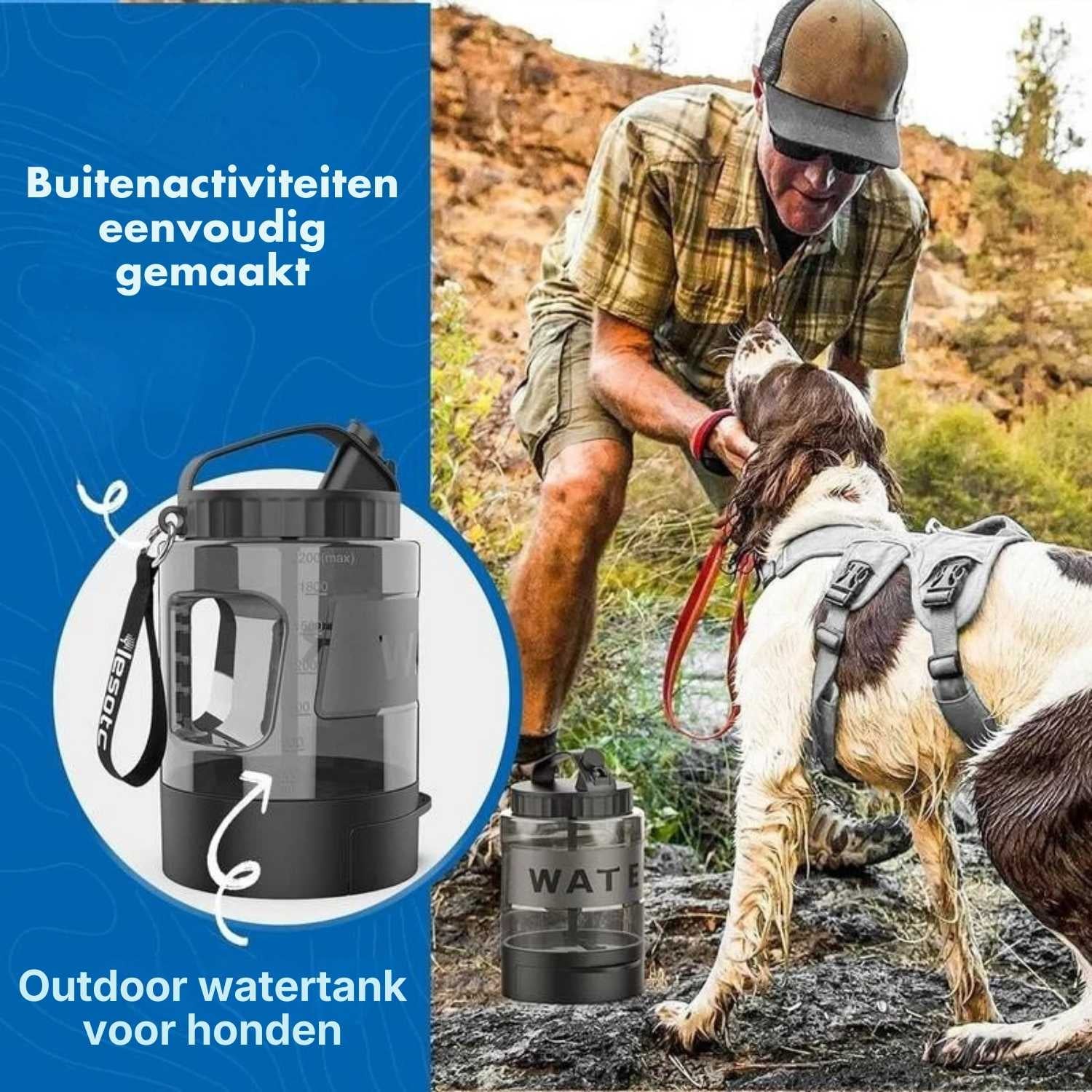 Hondenfles 2.2L Groot honden watertank outdoor met handgreep