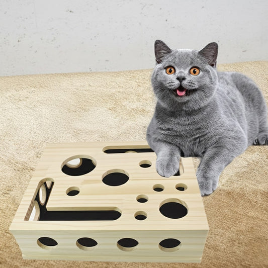 Houten Katten Doolhof Box bovenaanzicht houten puzzel speeldoos