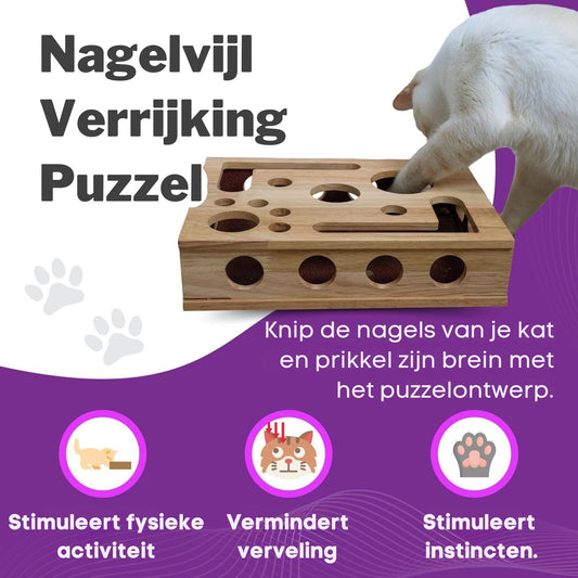 Houten Katten Doolhof Box katten spelen met houten puzzel nagelvijl