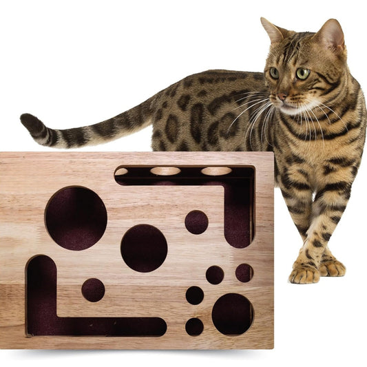 Houten Katten Doolhof Box nagelvijl verrijking puzzel katten speelgoed
