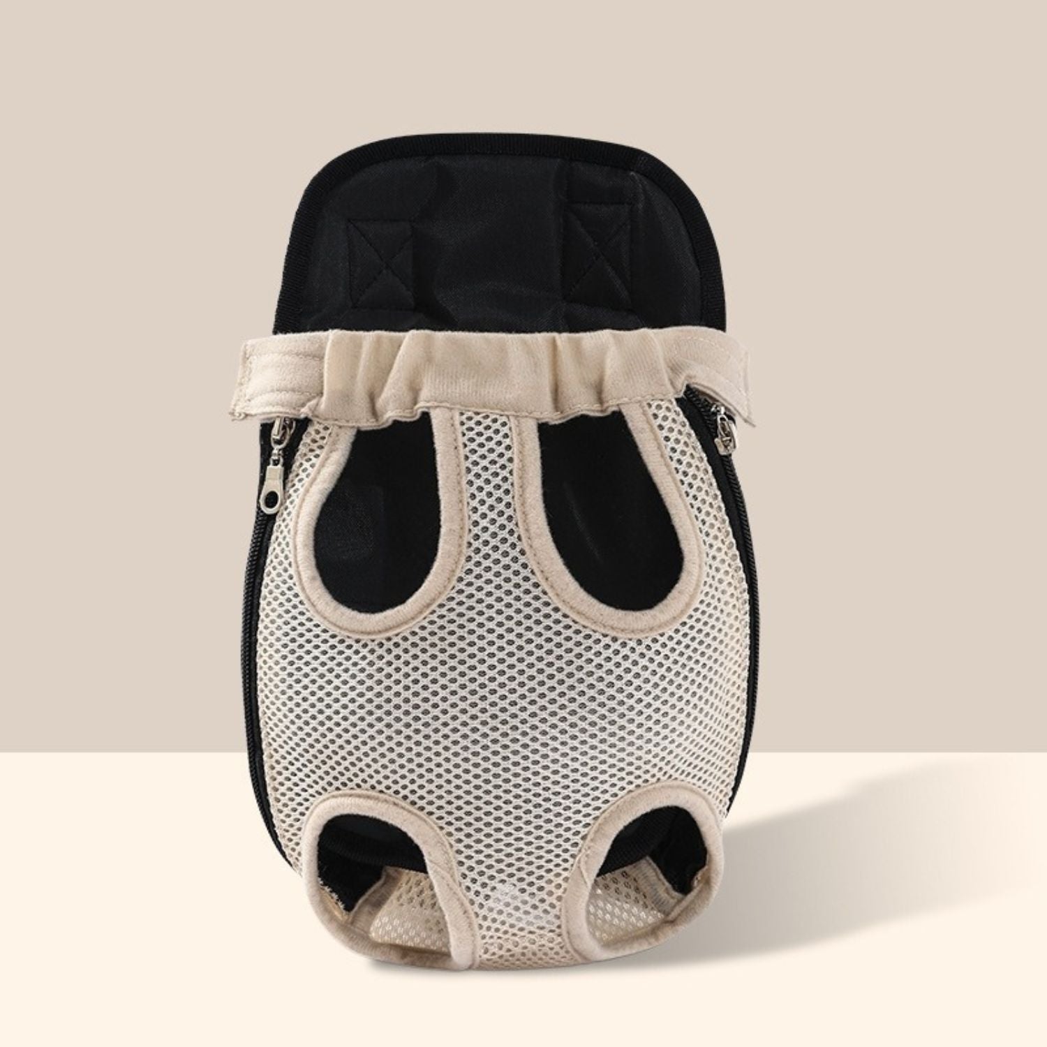 Huisdier Avonturenpakket creme huisdier draagtas met mesh ontwerp