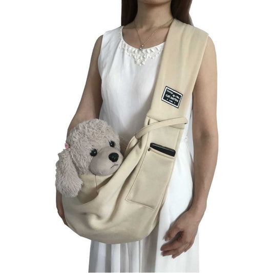 Huisdier Crossbody Tas beige sling draagtas met hond pluche demonstratie