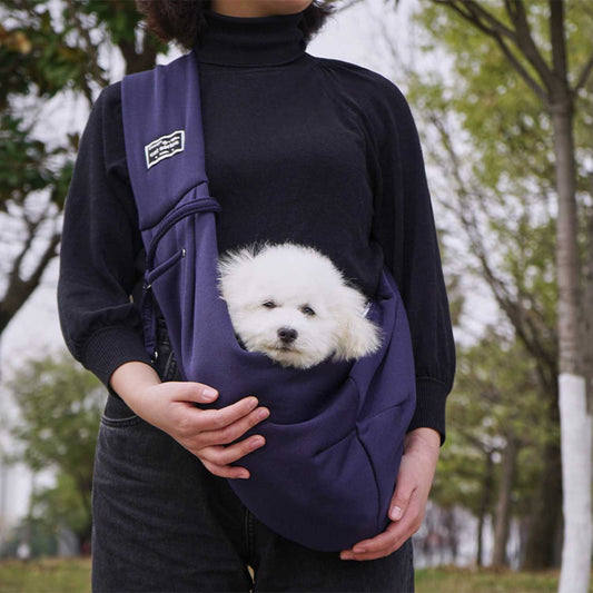 Huisdier Crossbody Tas donkerblauwe sling draagtas met kleine hond