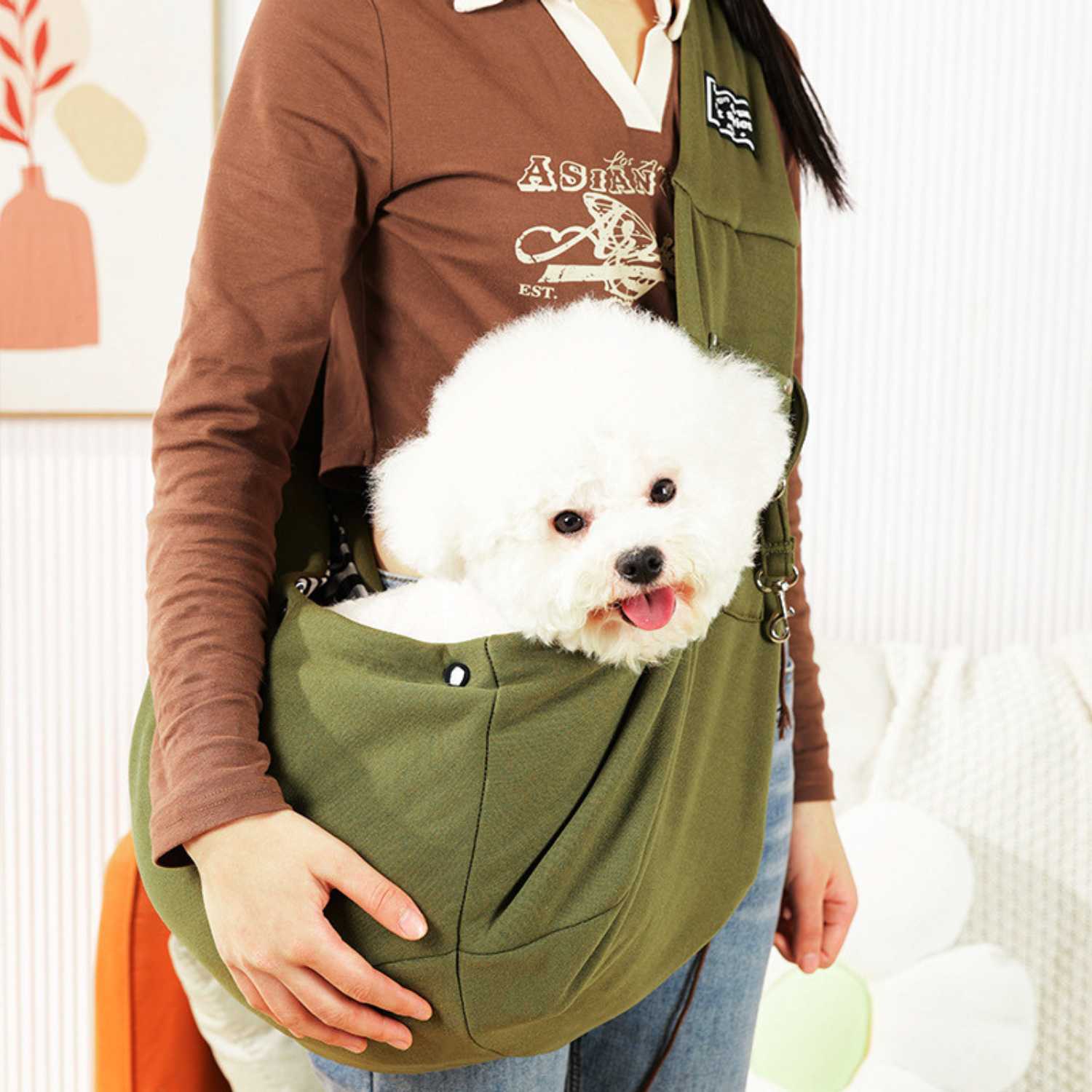 Huisdier Crossbody Tas groene draagtas voor hond veilige en comfortabele sling