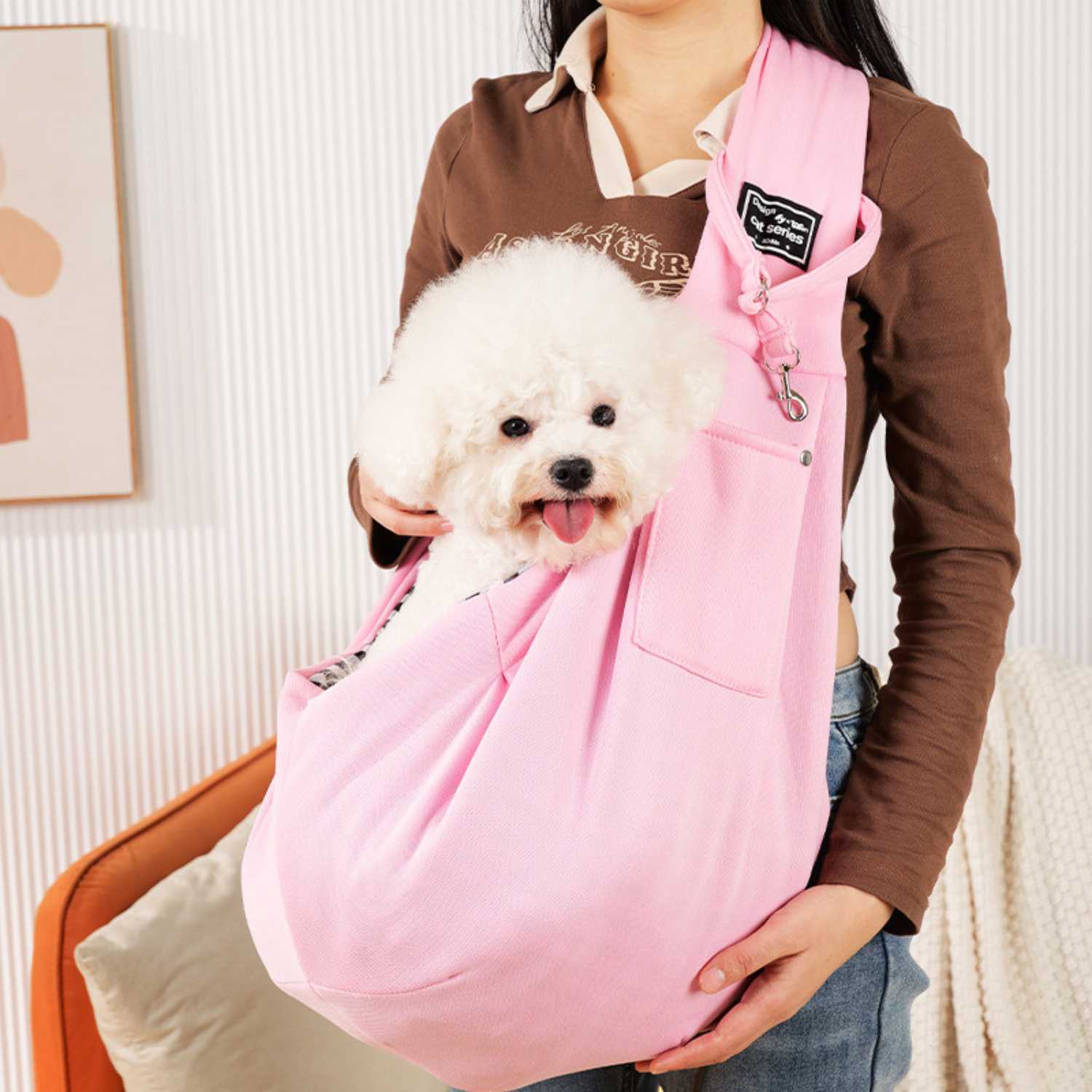Huisdier Crossbody Tas roze sling draagtas voor kleine hond zacht en veilig
