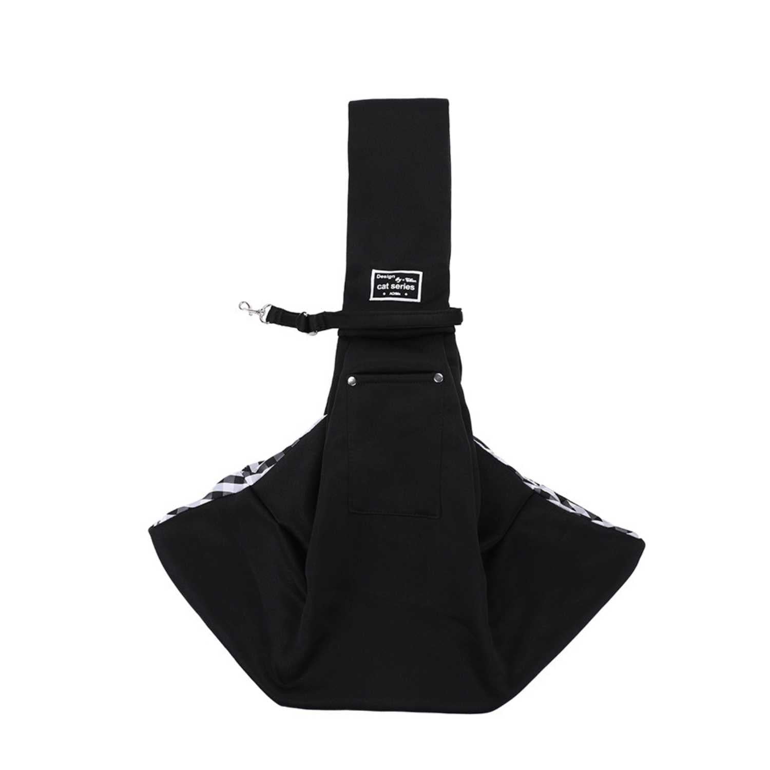 Huisdier Crossbody Tas zwarte sling draagtas voor hond en kat met veiligheidsclip