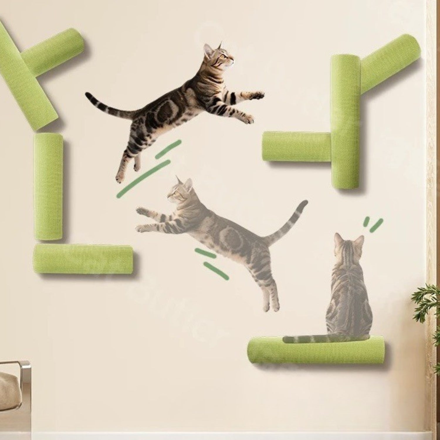 Kattenboom Wandkrabber katten springen op wandkrabber speelwand
