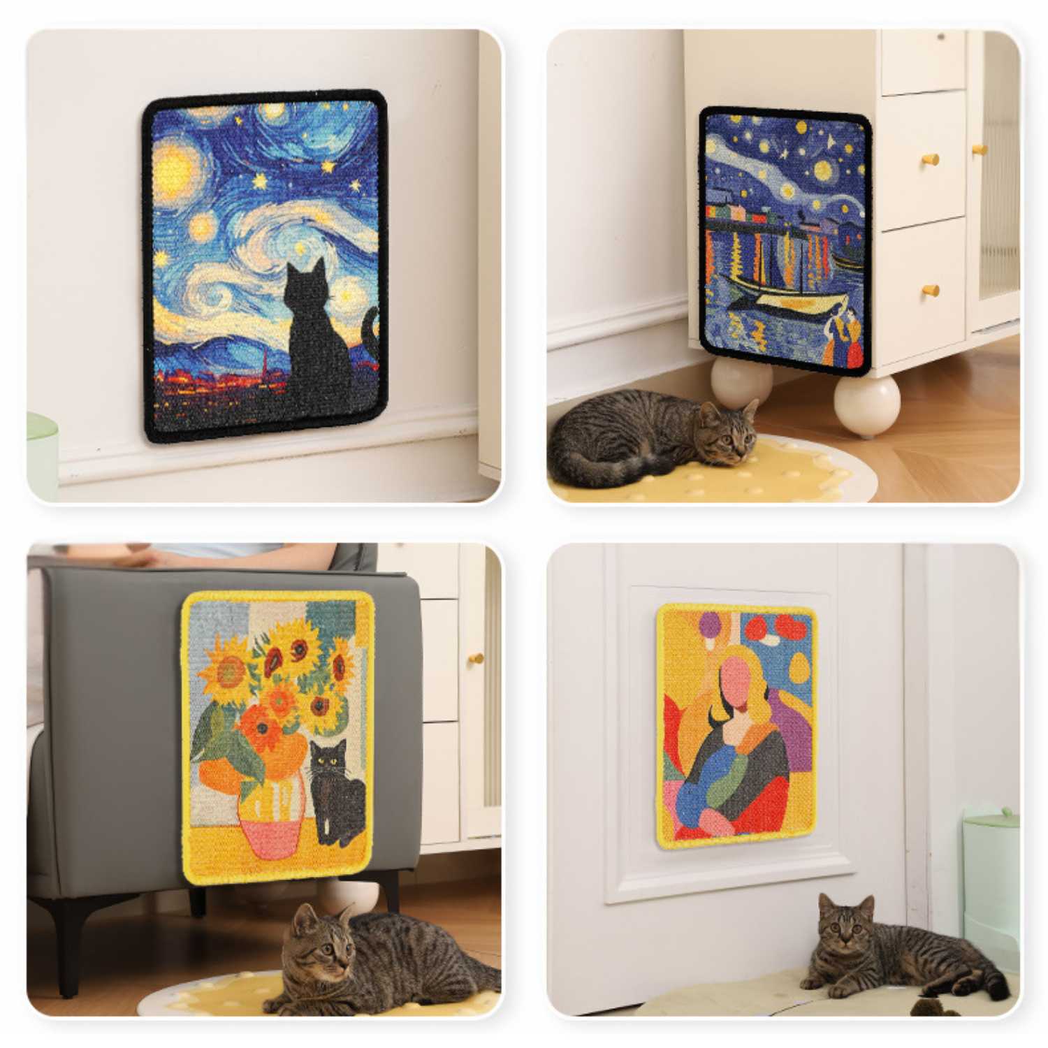 Kattenkrabmat Sisal kunststijl met katten