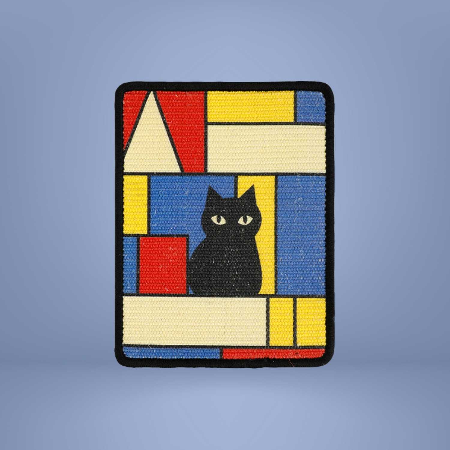 Kattenkrabmat Sisal mondriaan stijl met zwarte kat