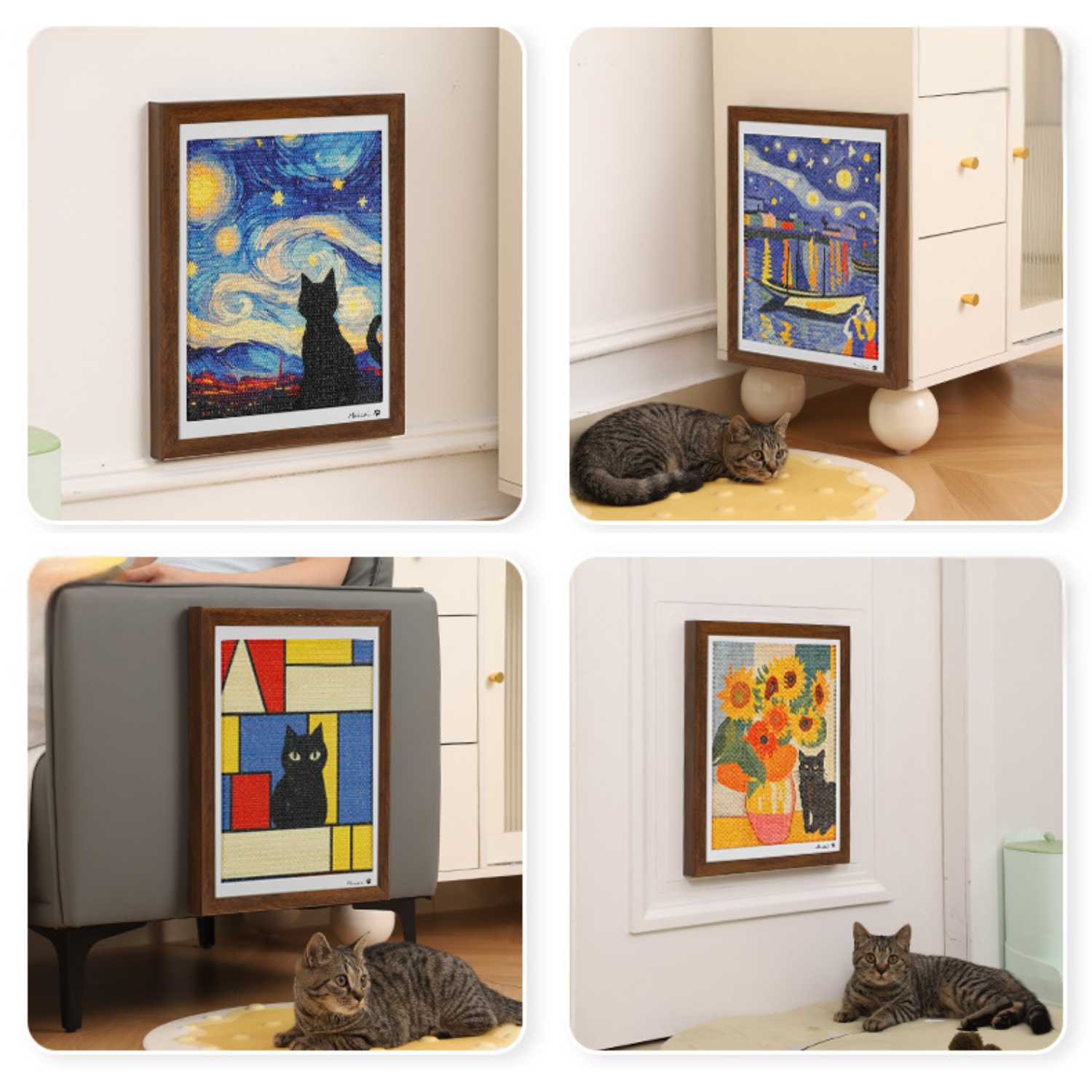 Kattenkrabplank 3d frame interieurdecor met kattenkunst