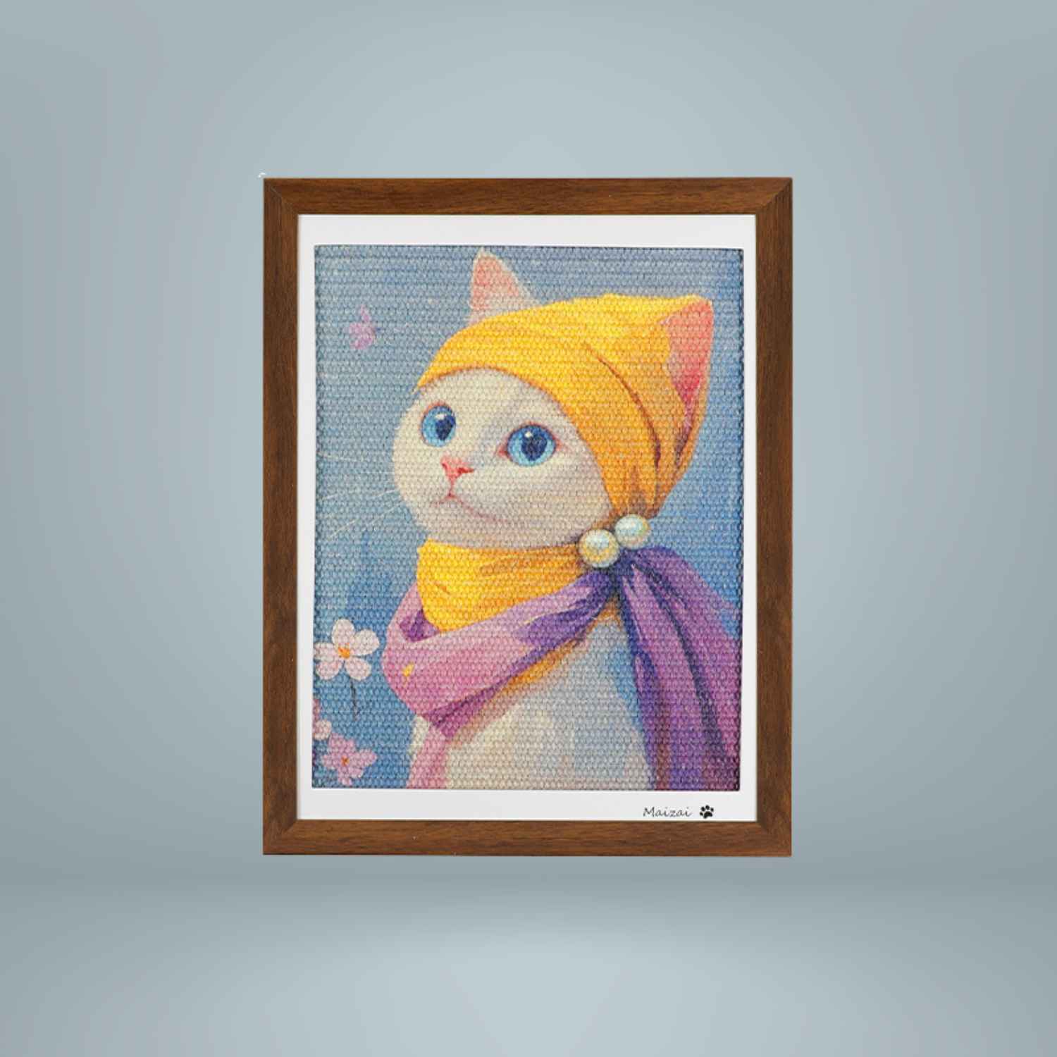 Kattenkrabplank 3d frame schattige kat met muts en sjaal