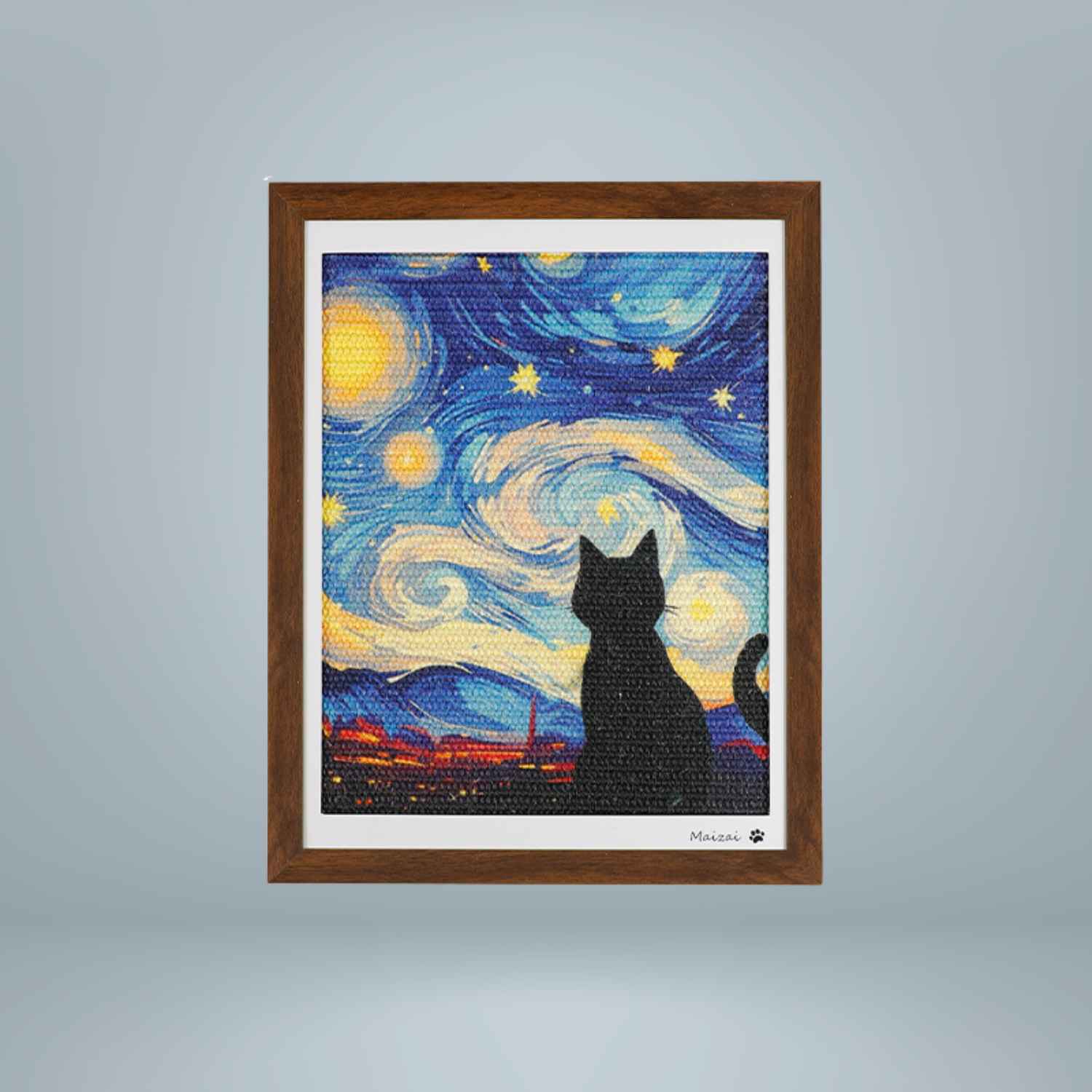 Kattenkrabplank 3d frame ster van gogh kunst met kat