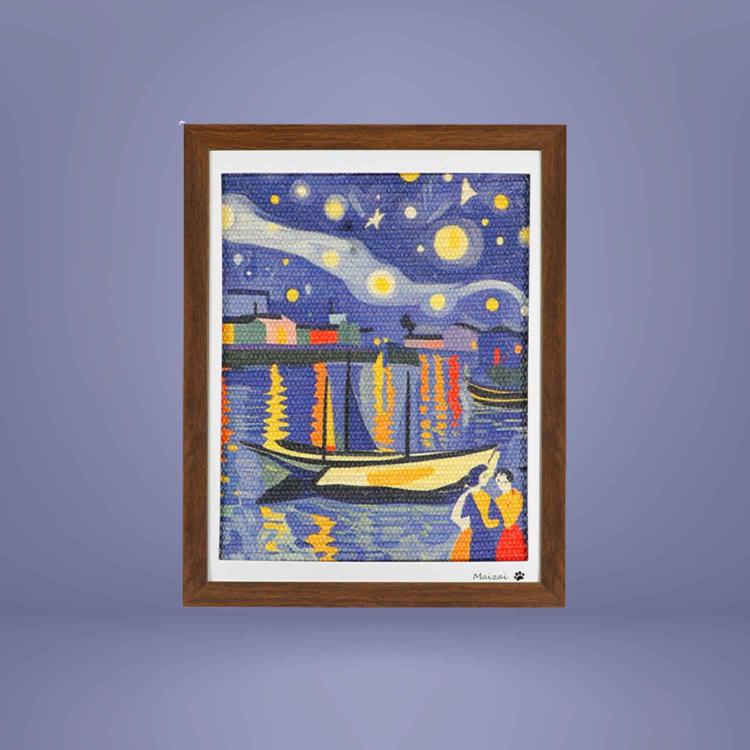 Kattenkrabplank 3d frame sterrenhemel boten en licht