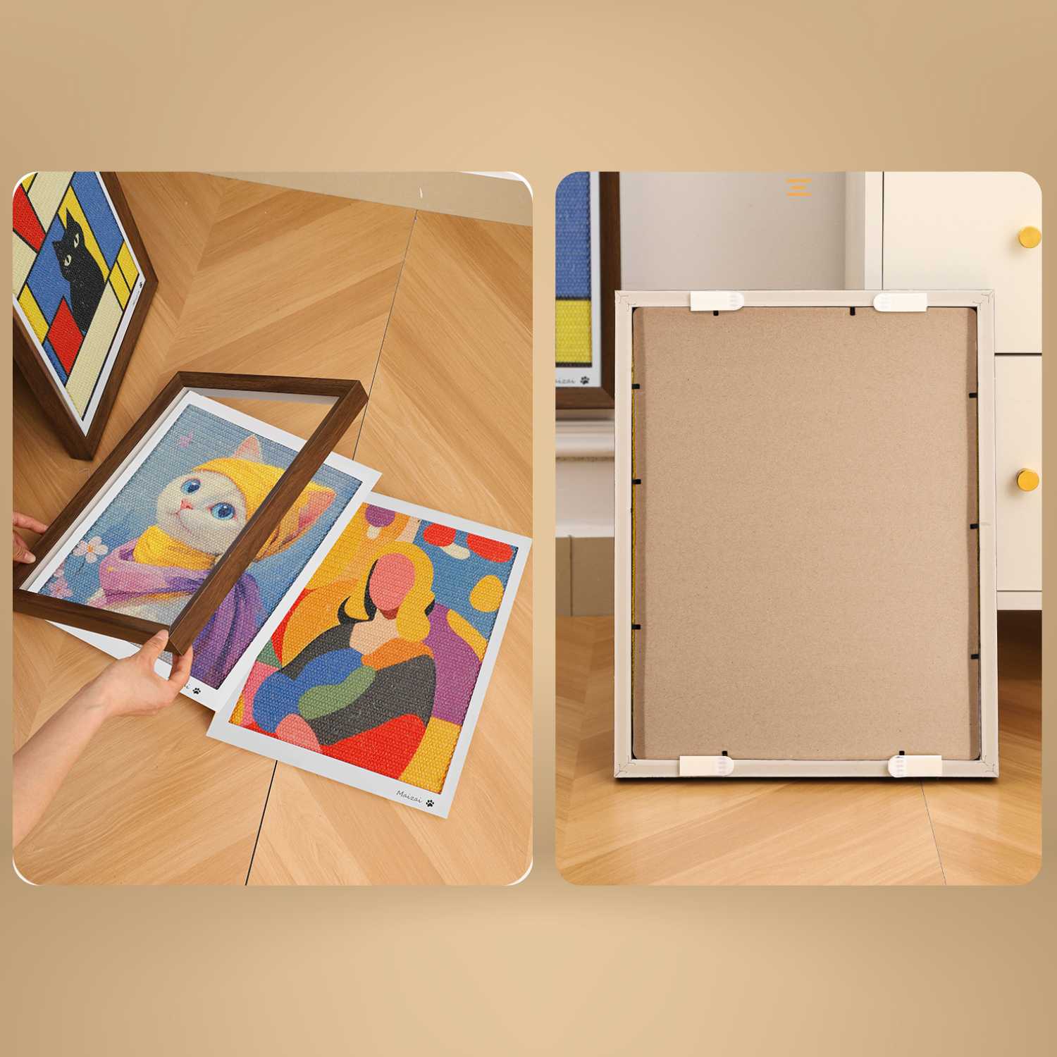 Kattenkrabplank 3d frame vervangbare kattenkunst panelen