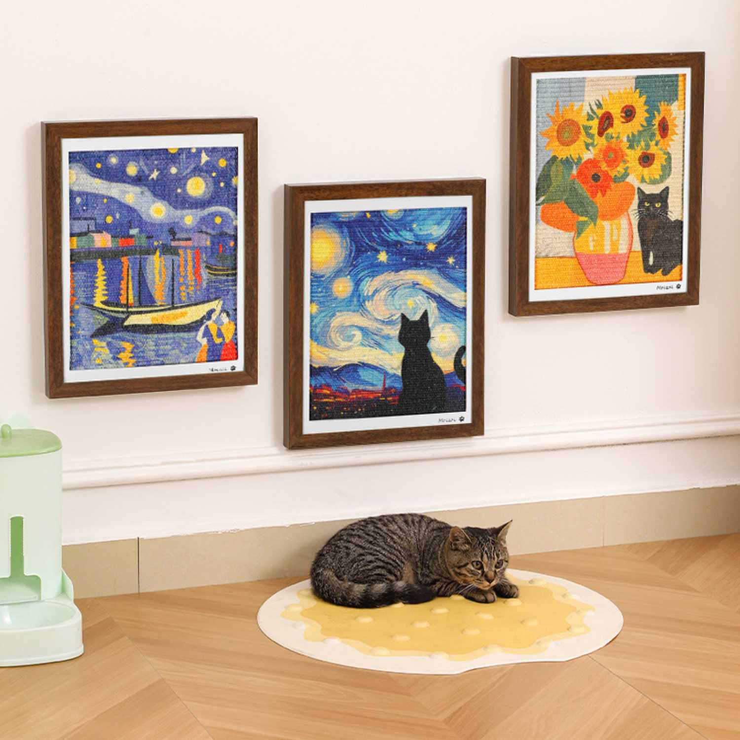 Kattenkrabplank 3d frame wanddecor met kattenkunst