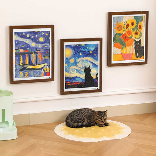 Kattenkrabplank 3d frame wanddecor met kattenkunst
