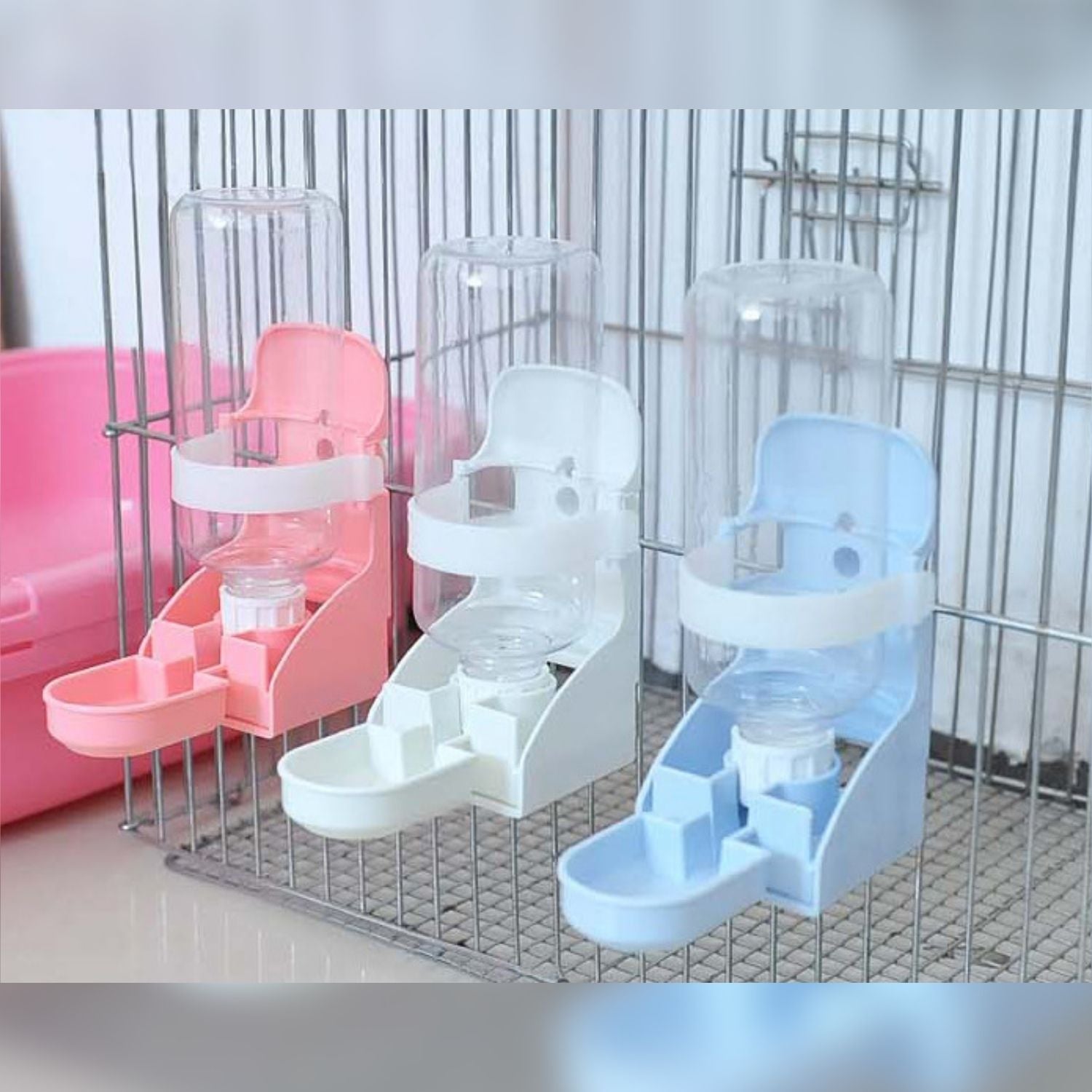 Kleine Dieren Waterbak roze wit en blauw waterdispensers