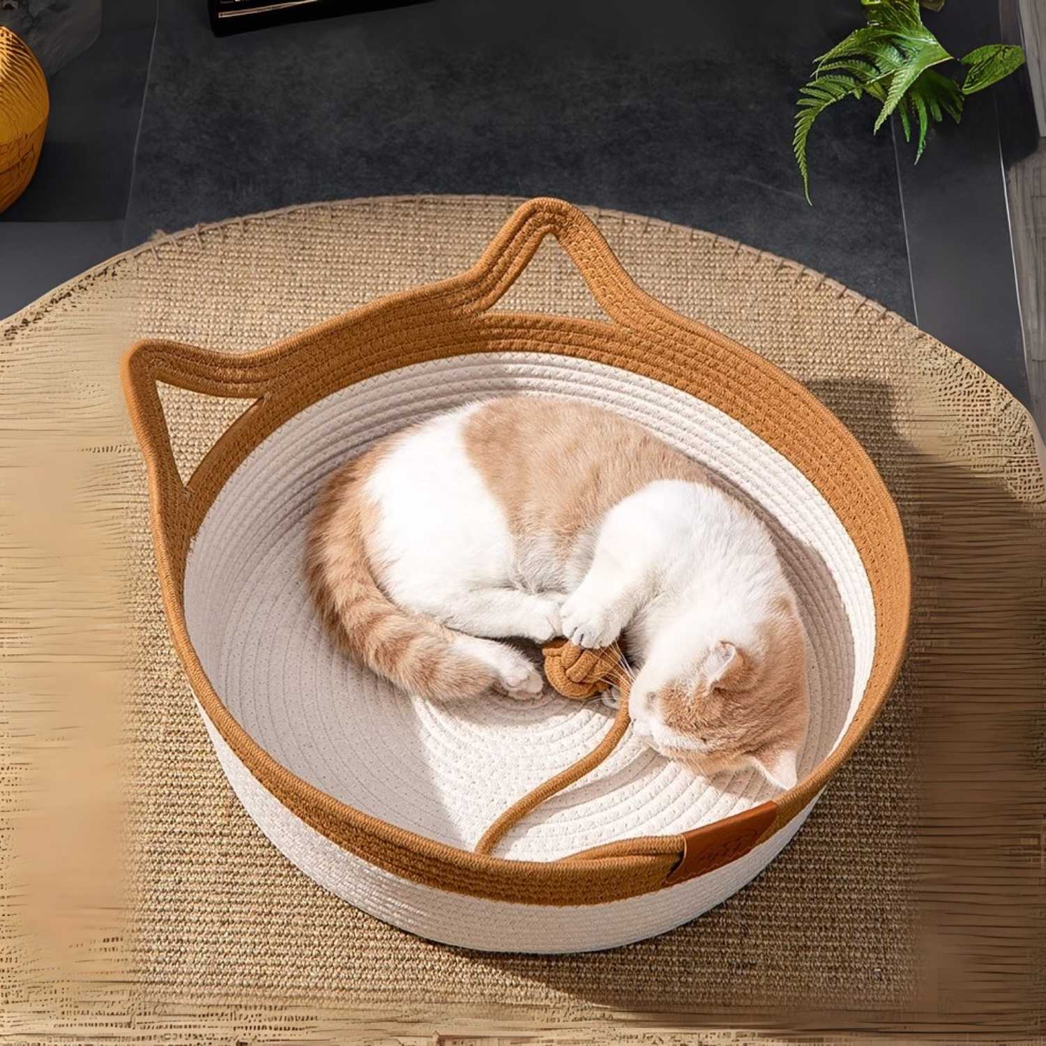 Krabmand Rattan Kat kattenmand met speelbal