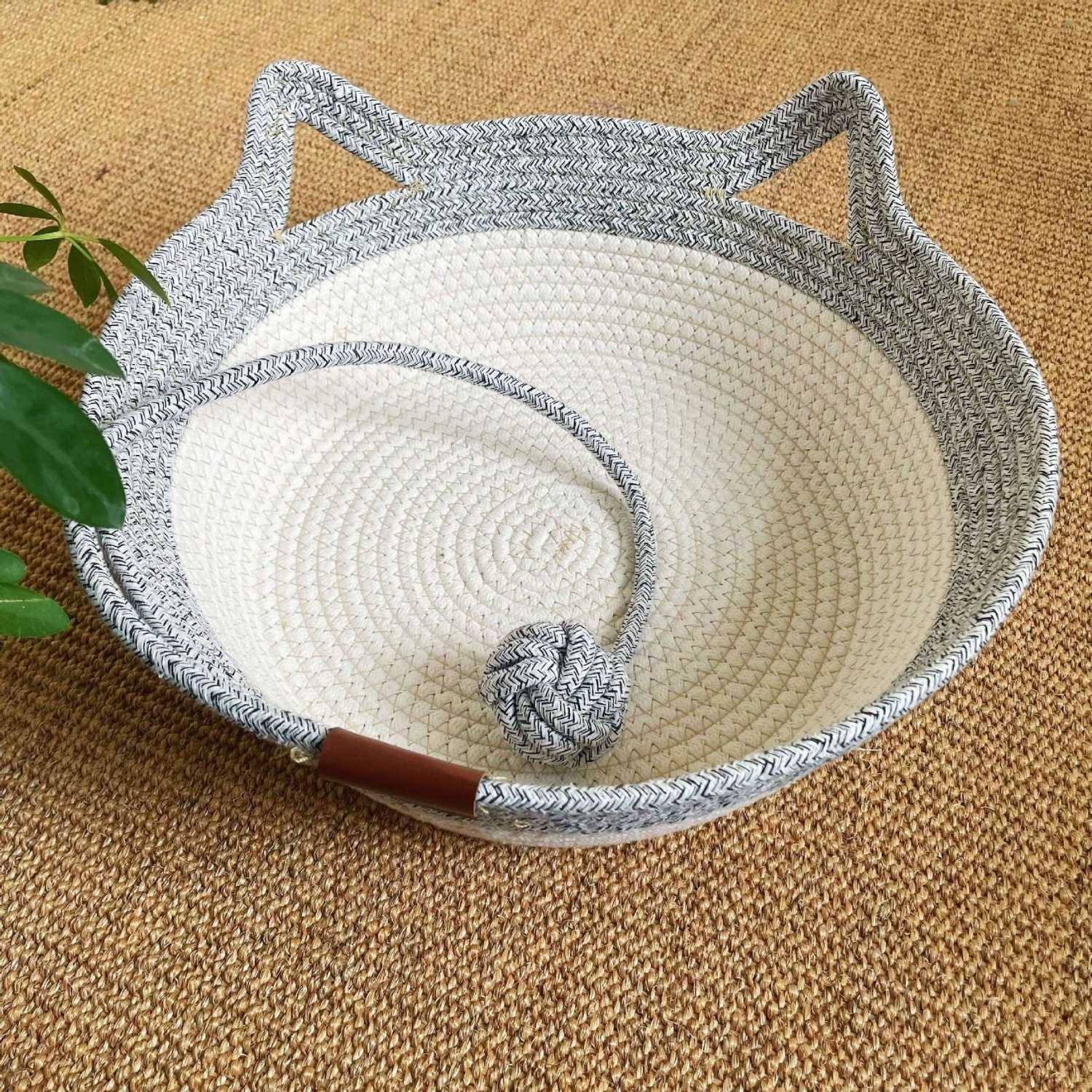 Krabmand Rattan Kat rond kattenmand met speelkoord