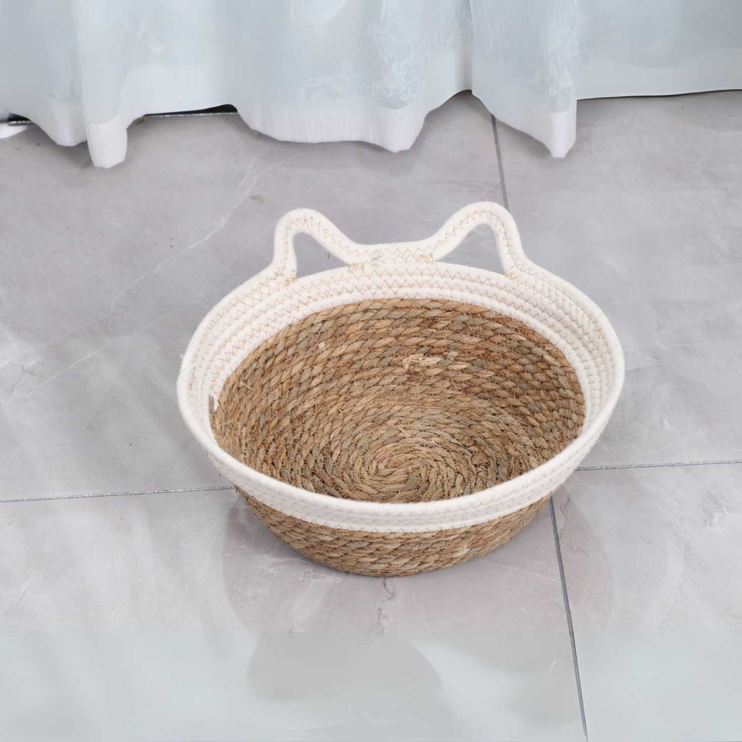 Krabmand Rattan Kat witte rattan kattenmand