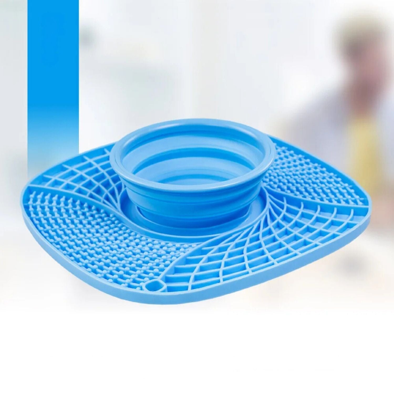 Langzame invoer Hondenmat blauwe likmat zijaanzicht