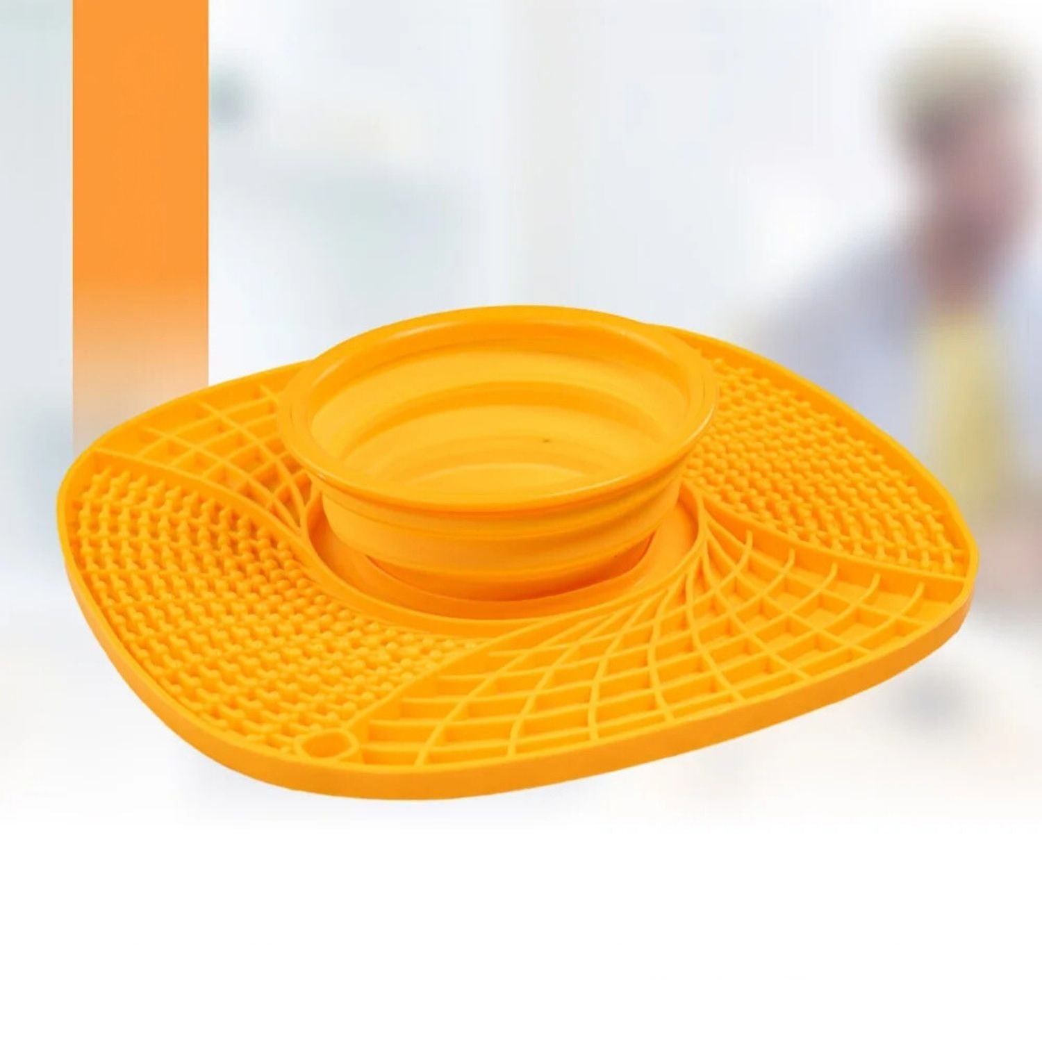 Langzame invoer Hondenmat oranje likmat zijaanzicht