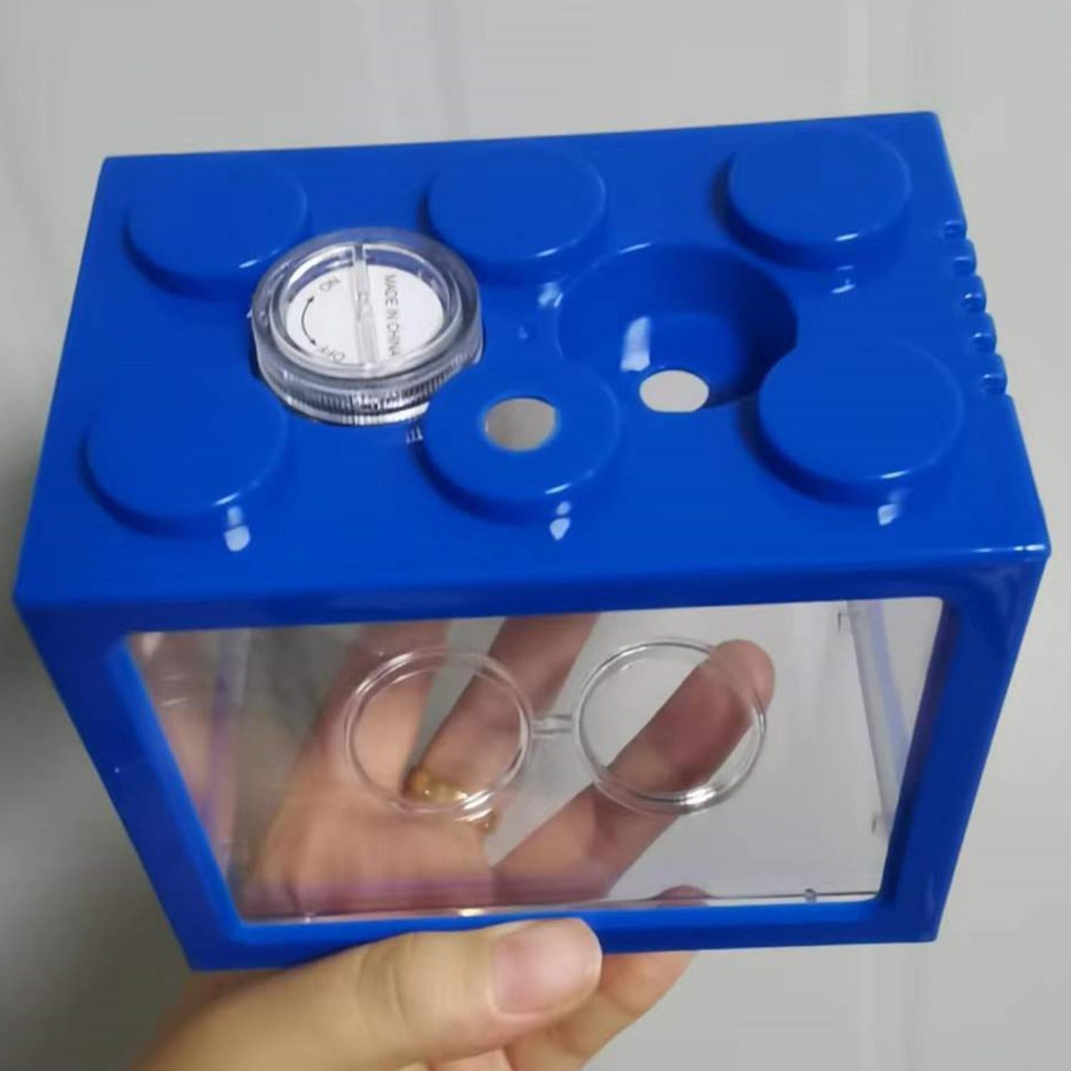 Mini Eco aquarium blauw transparant mini aquarium met deksel