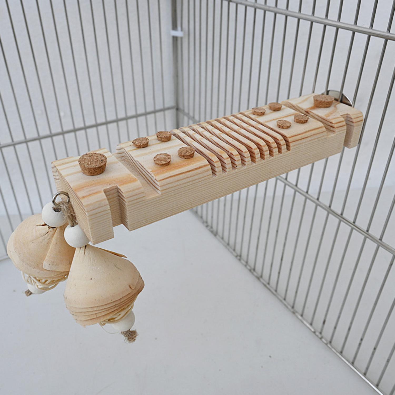 Natuurlijk Houten Vogel Kauwspeelgoed vogel speelgoed hangend in kooi