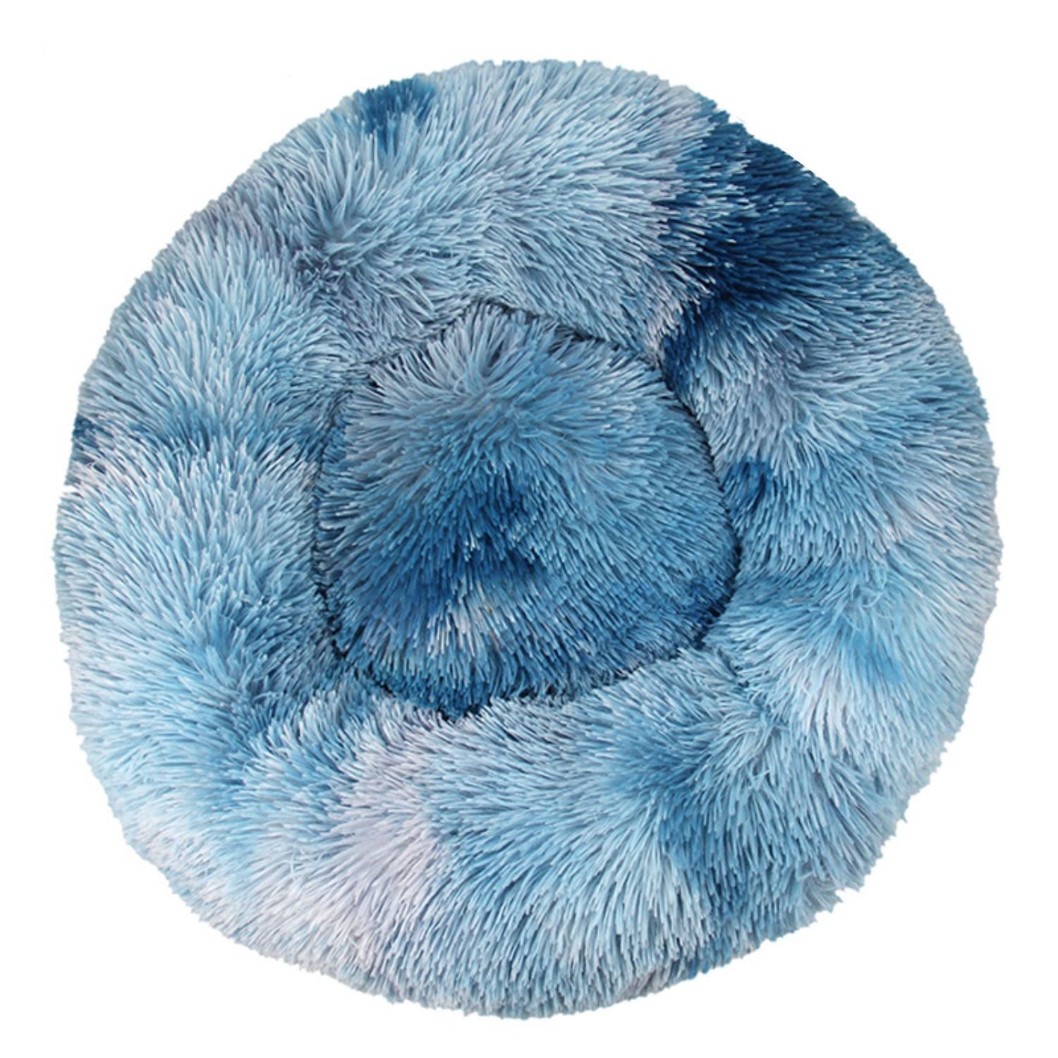Pluche Rond Huisdierenhuis blauw rond pluche bed met extra zachte bekleding