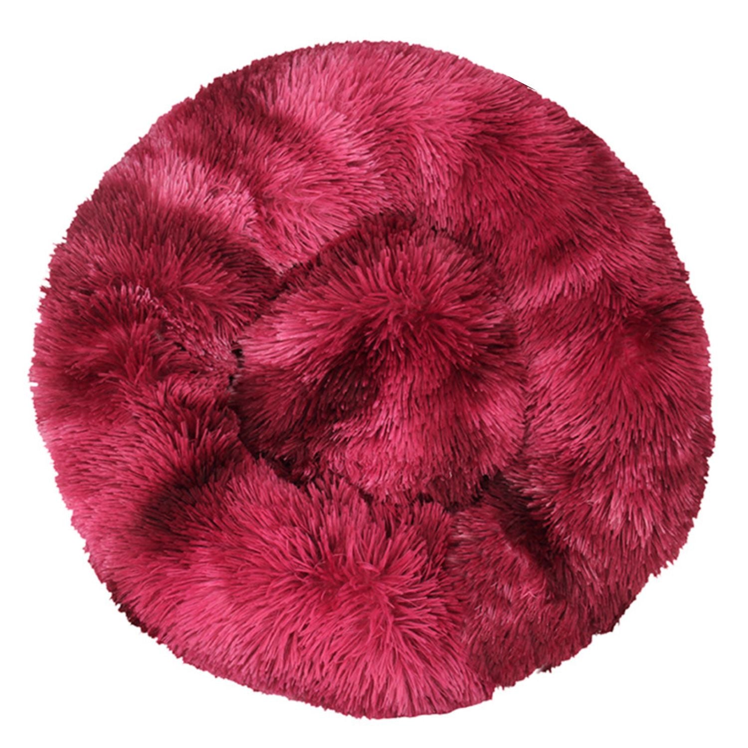 Pluche Rond Huisdierenhuis rood donker pluche bed met luxe uitstraling