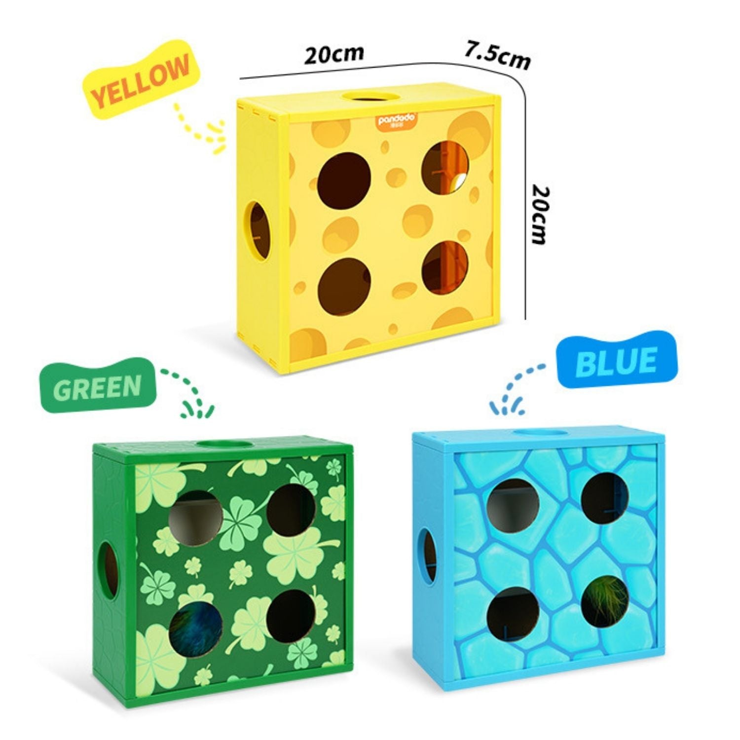 Slimme Kaasdoos Kat Speelgoed drie kleuren opties geel groen blauw