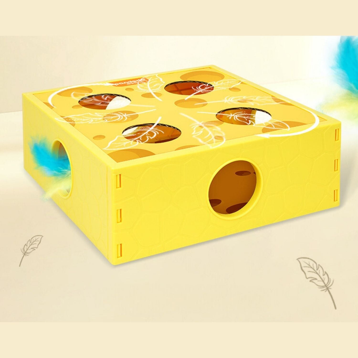 Slimme Kaasdoos Kat Speelgoed speeldoos met veertjes en gaten