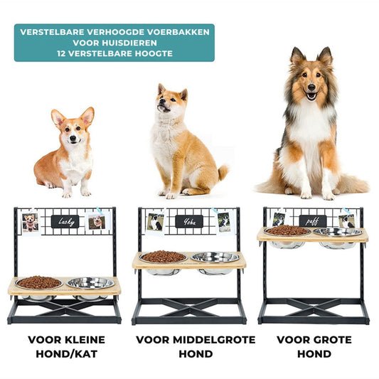 Verhoogde Hondenbak voor katten en honden met duurzame bak en verstelbare hoogte