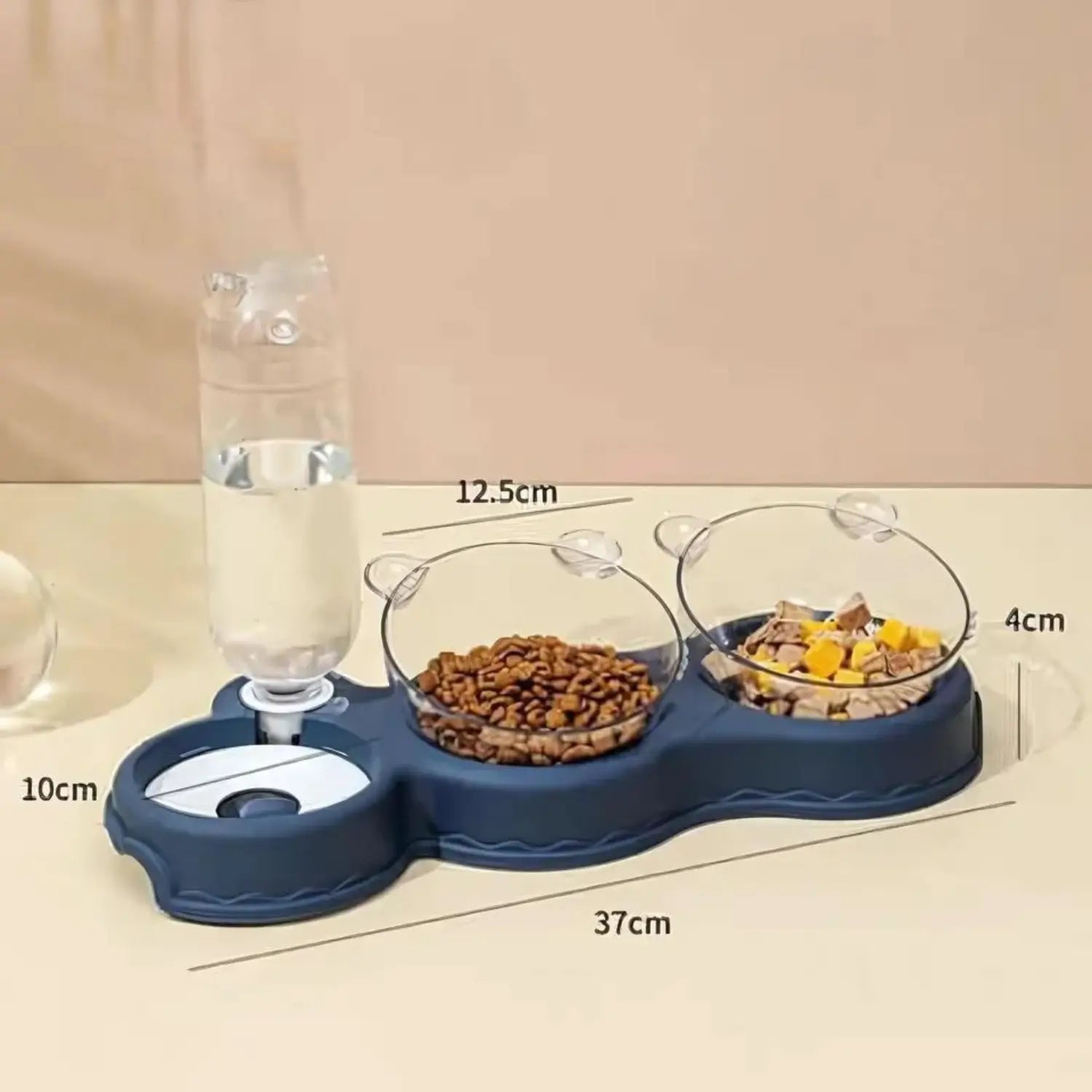 Afmetingen van de Voerbak en waterdispenser voor katten en kleine honden 3-in-1