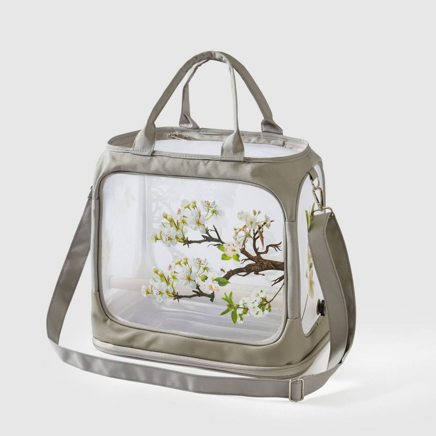 Vouwbare Vogeltas grijze bloemen