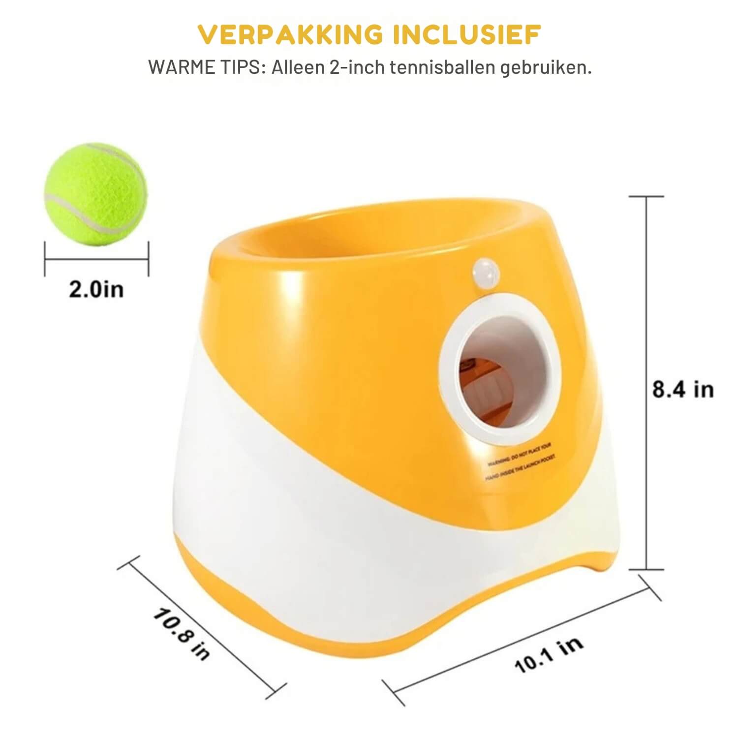 automatische hondenbal werper gele afmetingen